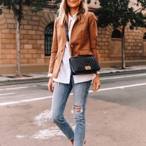 J. Crew Regent Blazer Wool Flannel in Warm Camel